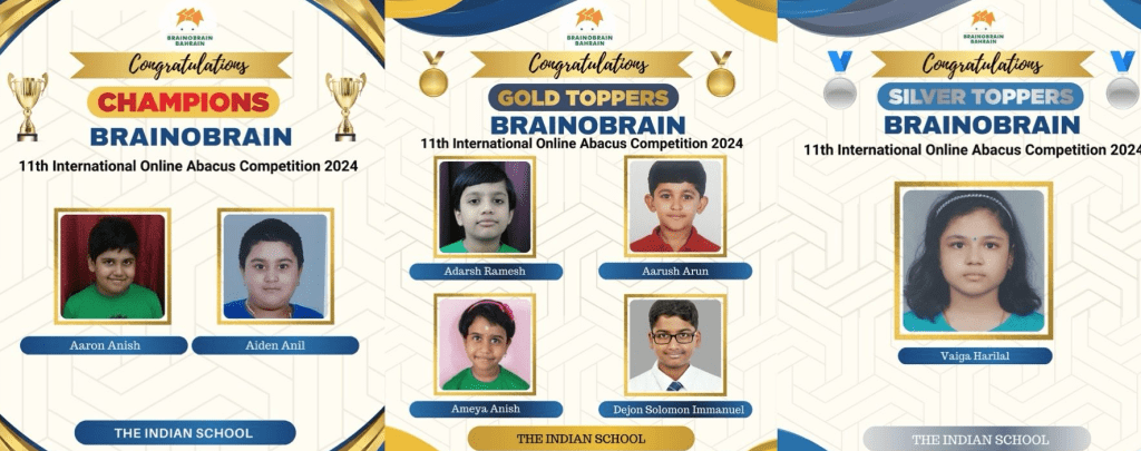 അന്താരാഷ്ട്ര അബാക്കസ് മത്സരത്തിൽ ഇന്ത്യൻ സ്കൂളിന് മികച്ച നേട്ടം