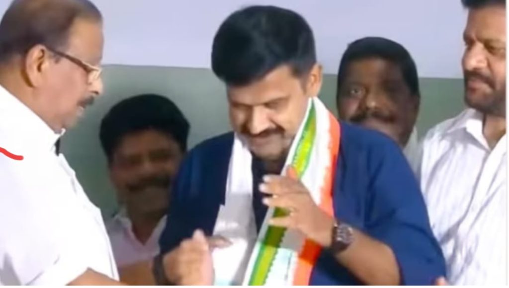 ബി.ജെ.പി. വിട്ട് സന്ദീപ് വാര്യർ കോൺഗ്രസിൽ; ആലിംഗനം ചെയ്ത് സ്വീകരിച്ച് നേതാക്കൾ