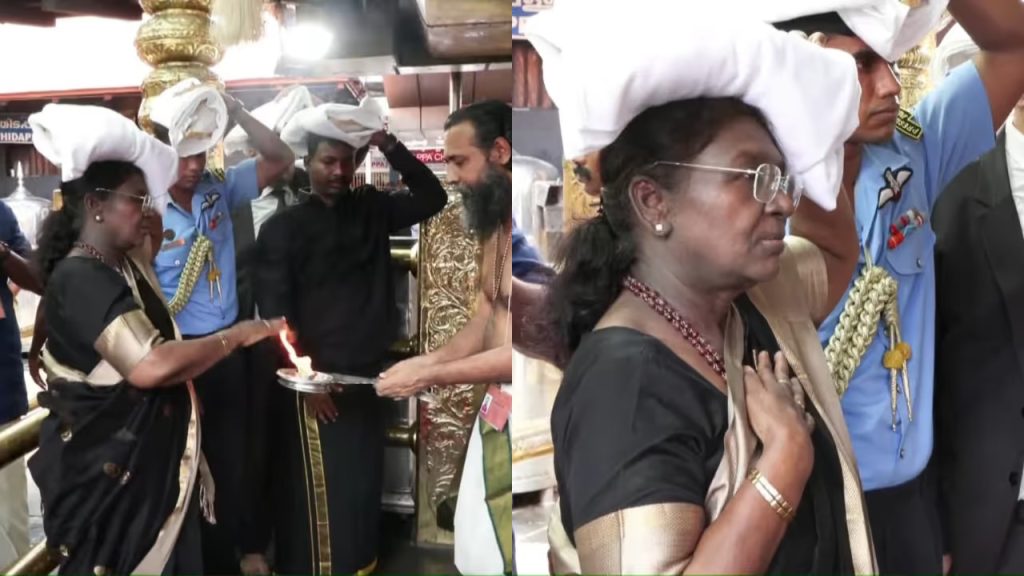 രാഷ്ട്രപതി ദ്രൗപതി മുര്മു ശബരിമലയിലെ അയ്യപ്പ സന്നിധിയിൽ