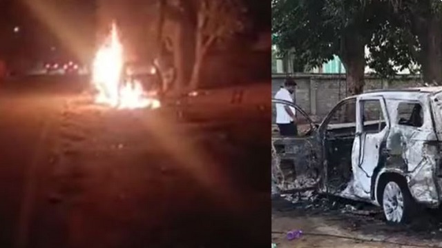 ബിജെപി നേതാവിനെയും കൂട്ടാളികളെയും കാറിനുള്ളിലിട്ട് തീവെച്ചു കൊന്നു
