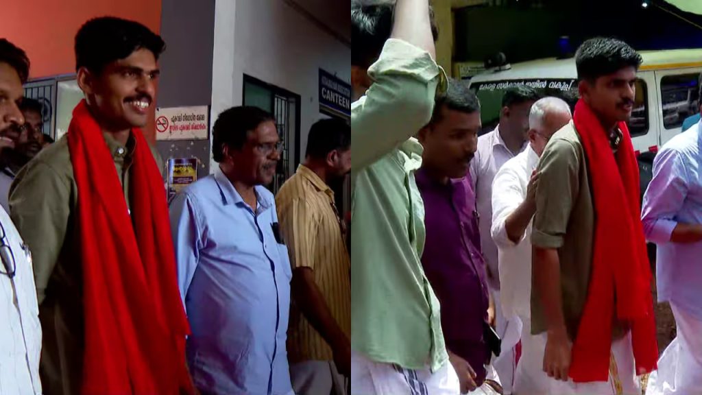 കാഫിർ സ്ക്രീൻഷോട്ട് കേസ്; ജാമ്യത്തിൽ പുറത്തിറങ്ങിയ ജിതിൻ ഭാസ്കറിന് സ്വീകരണം